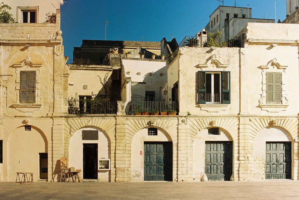 Analogue Travel Photo of a building facade in Lecce, Puglia