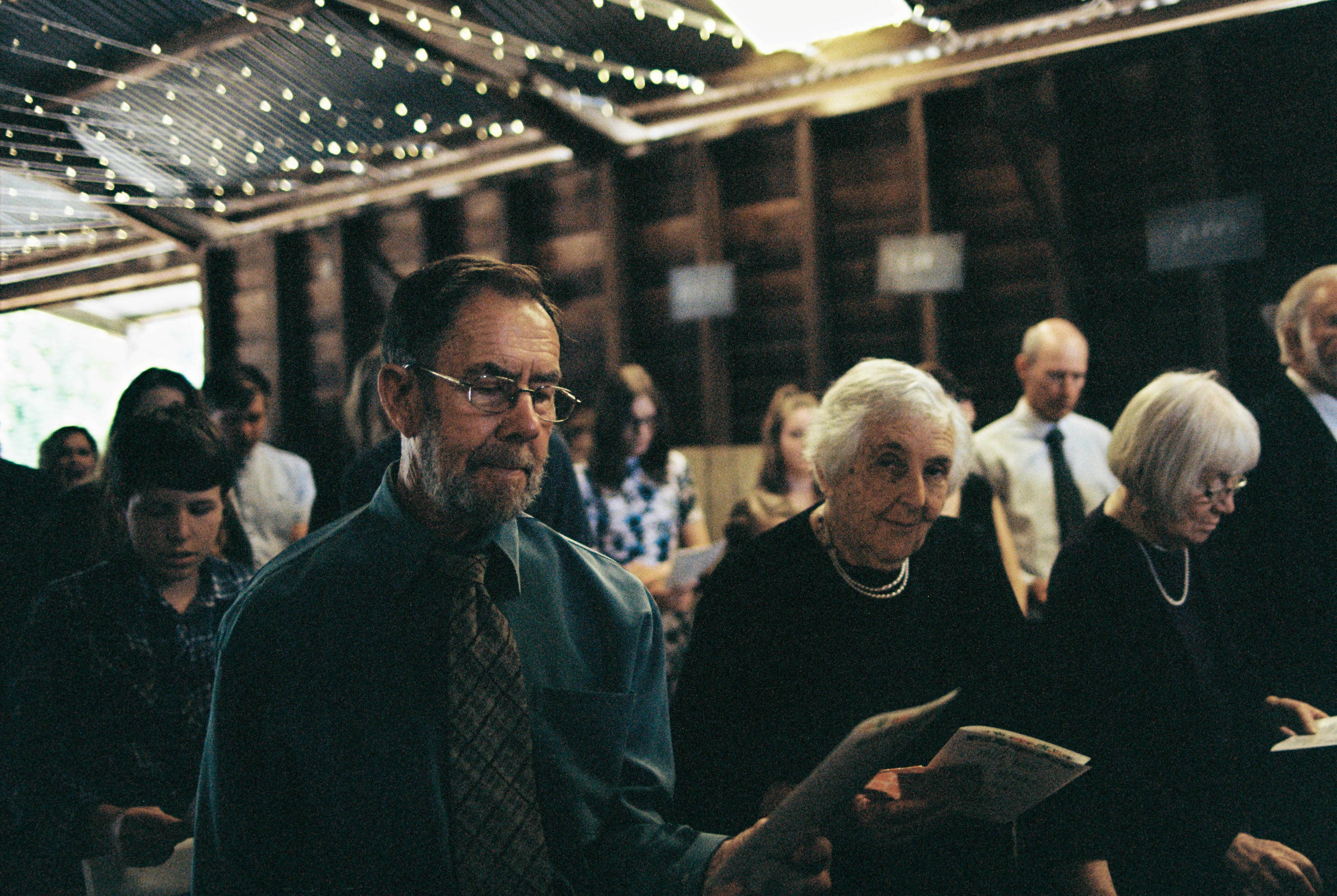 A picture of the Groom's Grandparents during his Wedding Ceremony at the family farm in the South West