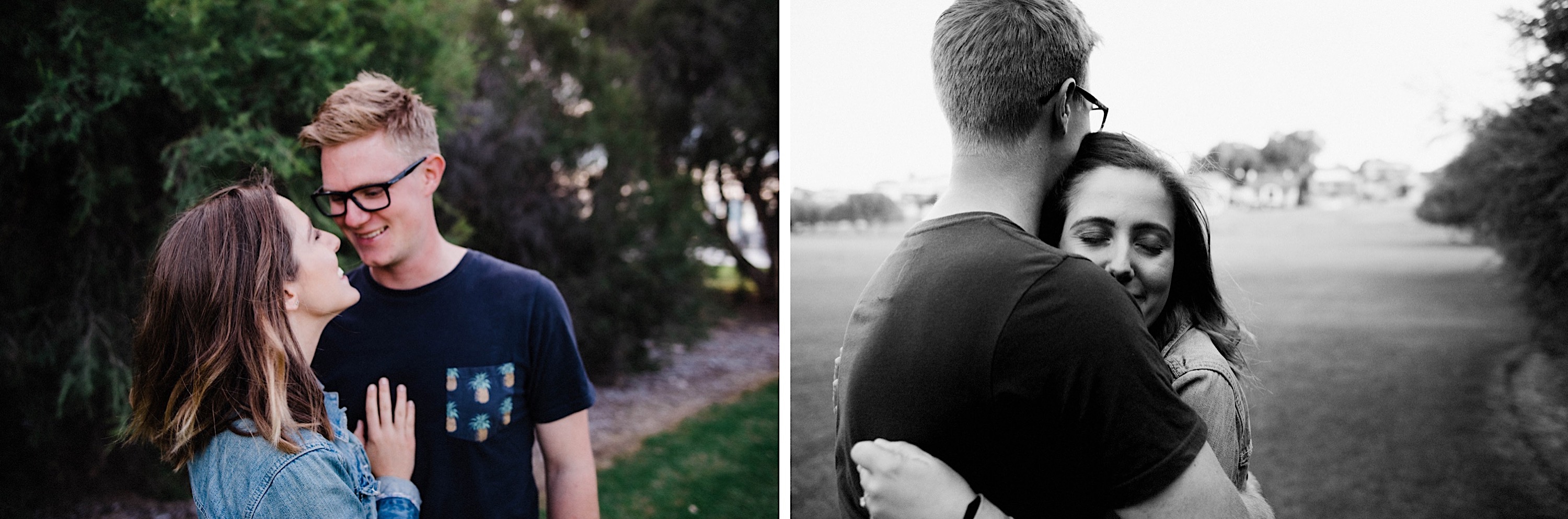 Lifestyle photography in Perth, Western Australia, of a young couple hugging.