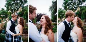 Three Documentary Wedding Portraits of the bride & groom sharing a moment outside of their Sustainable Backyard Wedding in Nedlands.