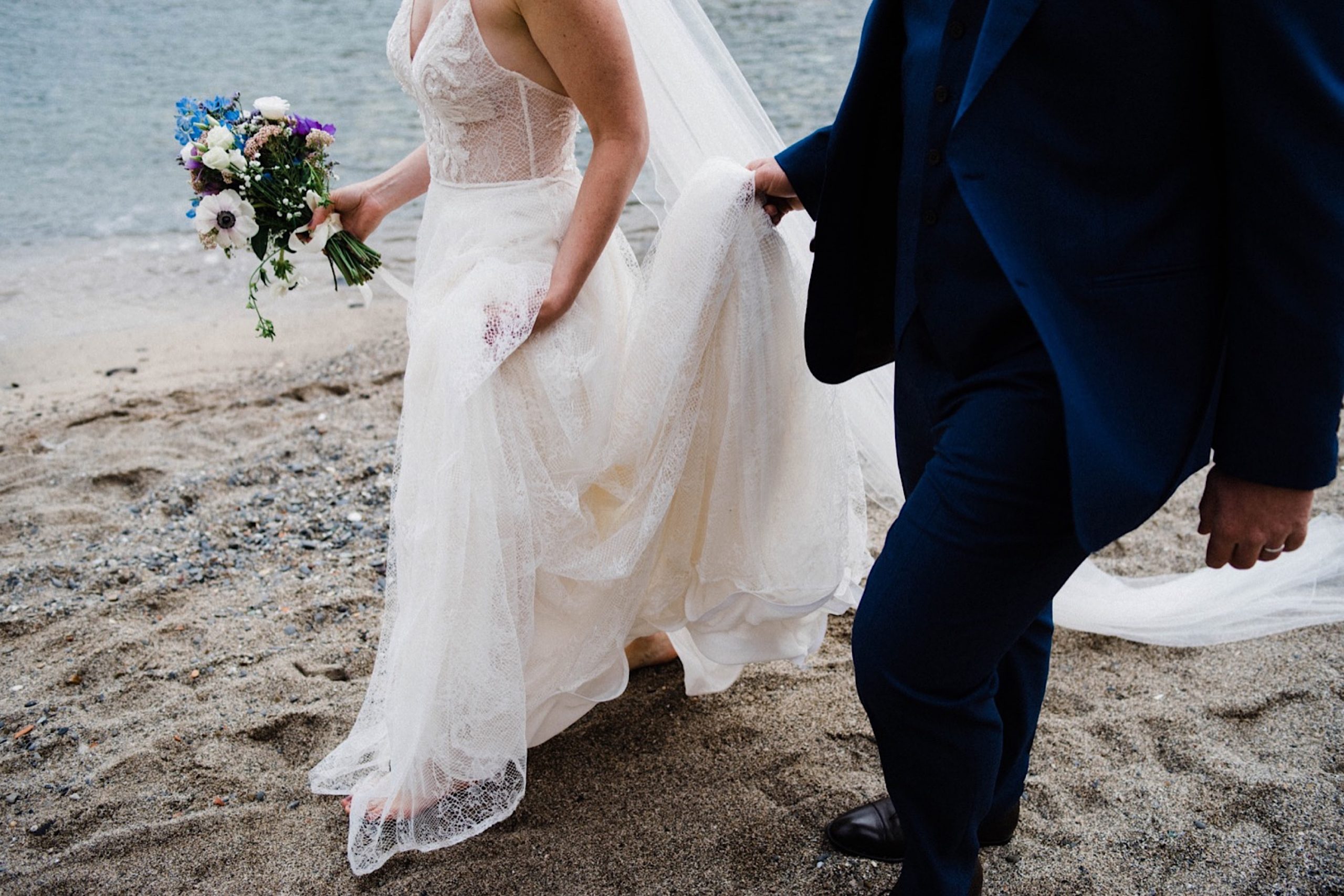 Natural Destination Wedding Photography in Italy of the bride & groom walking together.
